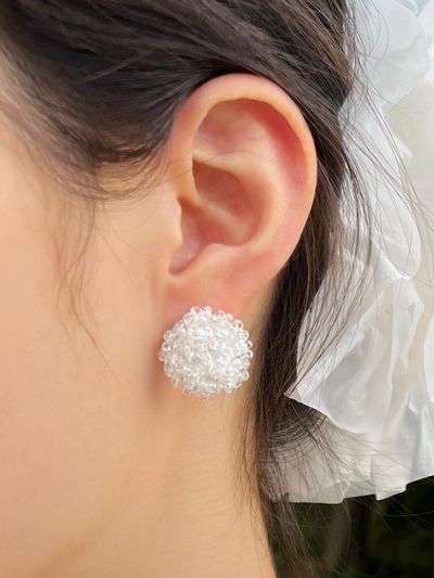 FANTASTIC PLANET Transparent Beads Handcrafted Sterling Silver Earrings
