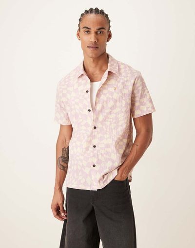 Farah Farah Angelo short sleeve abstract print shirt in pink