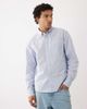 Farah Farah Archive Cristo long sleeve striped box logo shirt in blue - 1