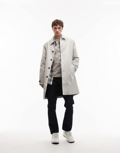 Farah Farah Berwyn trench coat in cream-White