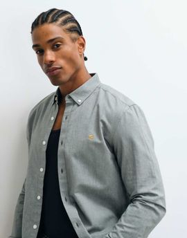Farah Farah Brewer long sleeve logo shirt in blue/gray-Purple