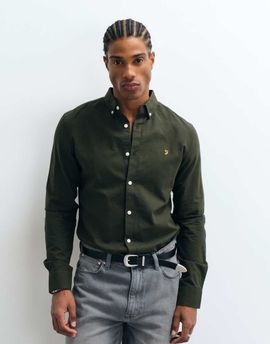 Farah Farah Brewer long sleeve logo shirt in green