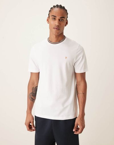 Farah Farah Elton short sleeve logo T-shirt with ringer neckline in white