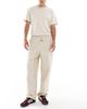 Farah Farah greenport wide leg drawstring waist pants in beige-Neutral - 2