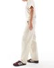 Farah Farah greenport wide leg drawstring waist pants in beige-Neutral - 3