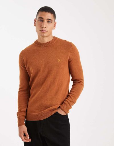 Farah Farah maidstone lambswool sweater in orange