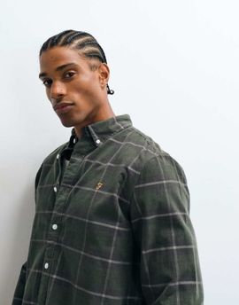 Farah Farah Maverick long sleeve plaid shirt in gray/green