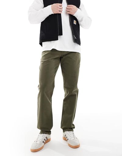 Farah Farah norwood straight fit chino pants in khaki green