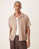 Farah Farah Riley short sleeve textured logo shirt in brown - 1