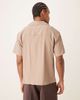 Farah Farah Riley short sleeve textured logo shirt in brown - 3