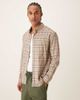 Farah Farah Sands long sleeve logo shirt in taupe brown plaid - 1