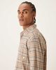 Farah Farah Sands long sleeve logo shirt in taupe brown plaid - 4