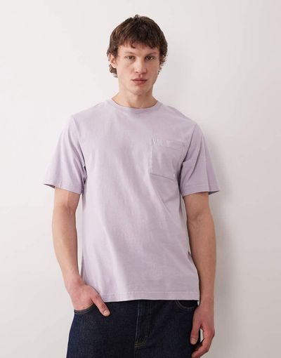 Farah Farah Stacy short sleeve garment dyed pocket logo t-shirt in lilac-Purple