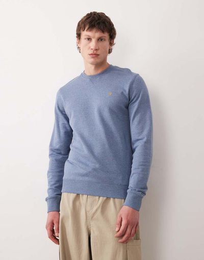Farah Farah Tim crew neck logo sweatshirt in blue