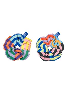 FARBESHOP Multicolor Stripe Korean Made Hair Scrunchie