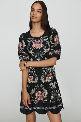 Farm Rio 100% Cotton Scalloped Mini Dress