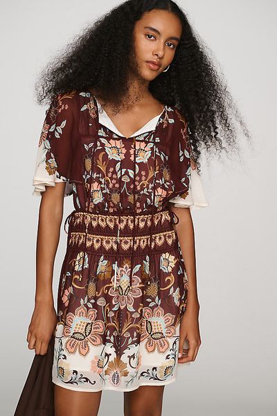 Farm Rio Anthropologie x Farm Rio Printed Flutter Sleeve Dress