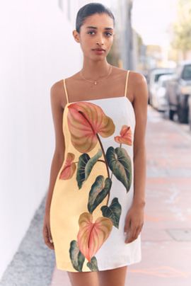 Farm Rio Anthurium 100% Linen Mini Dress