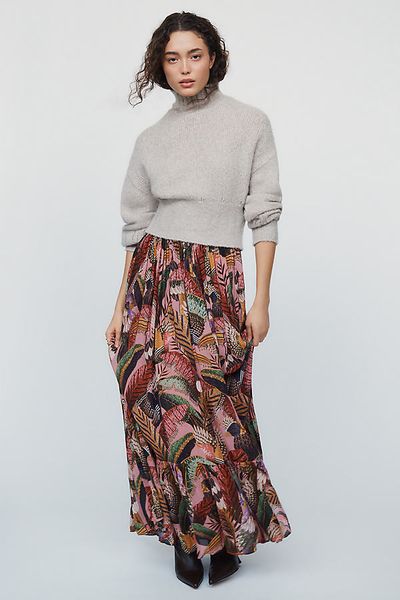 Farm Rio Artisanal Birds Maxi Skirt