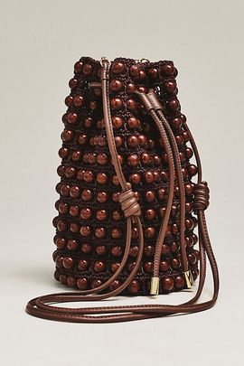 Farm Rio Beaded Macramé Bucket Bag