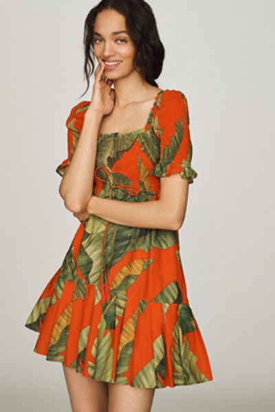 Farm Rio Cotton Smocked Mini Dress