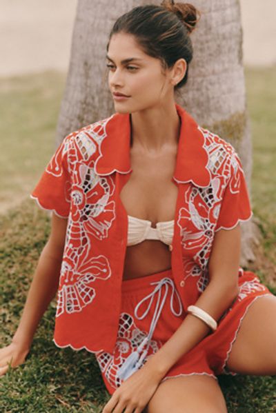 Farm Rio Embroidered Buttondown Shirt