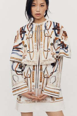 Farm Rio Equestrian Cotton Scarf Cape Mini Dress