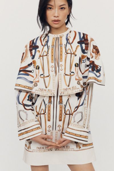 Farm Rio Equestrian Cotton Scarf Cape Mini Dress