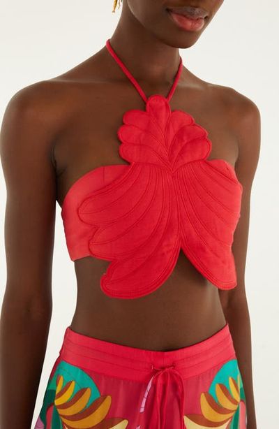 FARM Rio FARM Rio 3D Shell Embroidered Halter Cover-Up Top