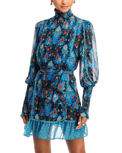 green emerald velvet dress Black Bold Flowers Long Sleeve Midi Dress main image 0