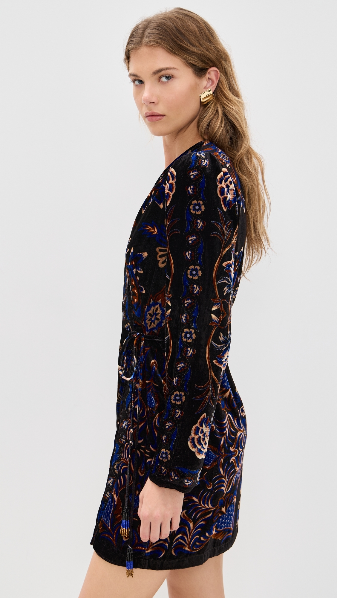 farm rio boho scarves navy blue mini dress Arabesque Wrap Mini Dress