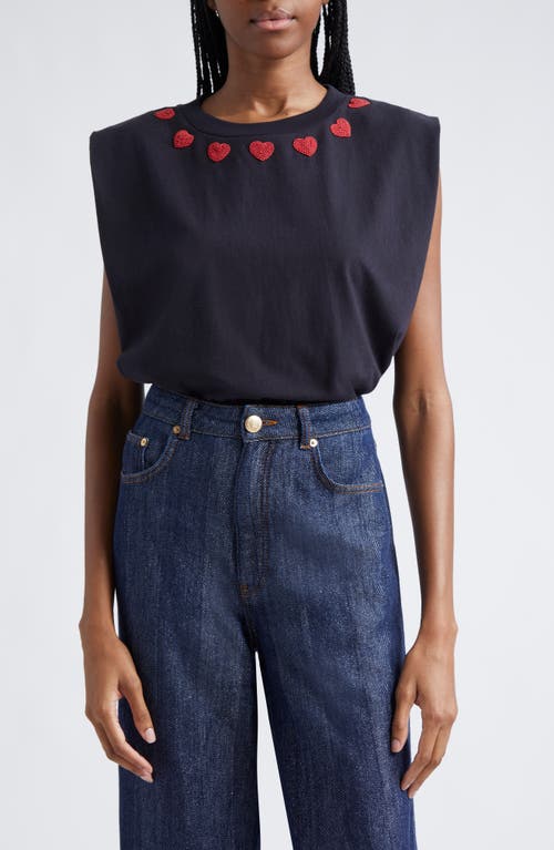 FARM Rio FARM Rio Bead Embellished Cotton Muscle T-Shirt