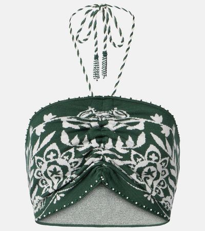Farm Rio Farm Rio Beaded halterneck crop top