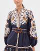 FARM Rio FARM Rio Belted Pattern Mini Dress Golden Nature Navy Blue - 2