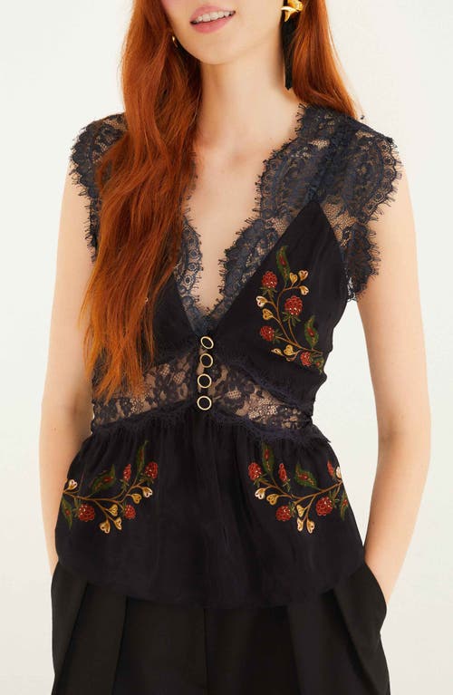FARM Rio FARM Rio Berry Garden Lace Detail Sleeveless Top