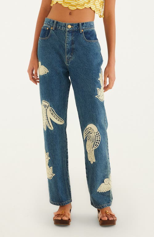 FARM Rio FARM Rio Birds Lace Appliqué Jeans