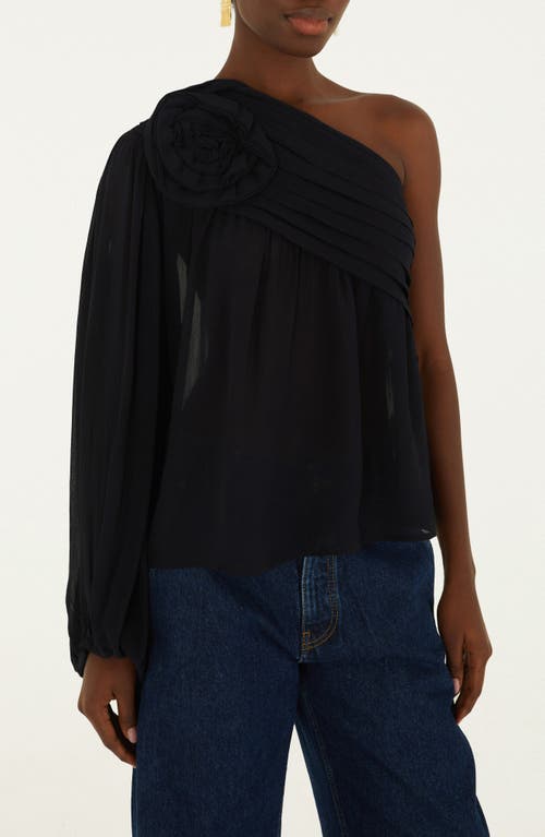 FARM Rio FARM Rio Black Rose One-Shoulder Top 
