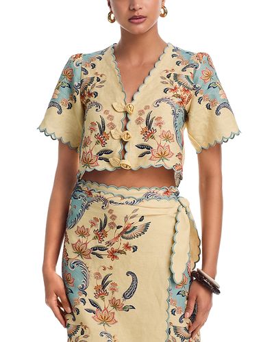 Farm Rio Farm Rio Boho Beauty Cropped Linen Top