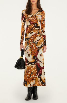 FARM Rio FARM Rio Borbofly Asymmetric Neck Long Sleeve Maxi Dress
