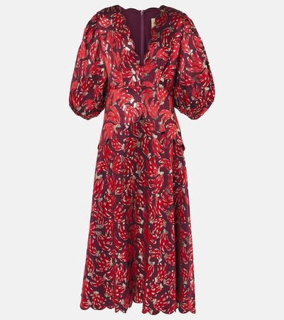 burgundy bossa banana jacquard midi dress Scarlet Soirée Jacquard Midi Dress main image 1
