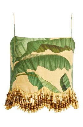 FARM Rio FARM Rio Botanical Fruit Print Beaded Fringe Top