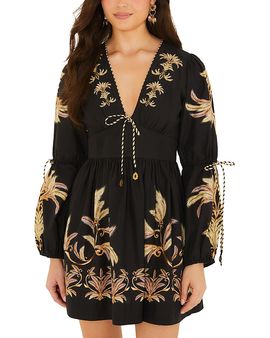Farm Rio Farm Rio Carnaval Feathers Cotton Mini Dress