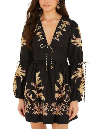 Farm Rio Farm Rio Carnaval Feathers Cotton Mini Dress