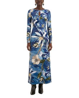 Farm Rio Farm Rio Chita Pietra Dura Long Sleeve Maxi Dress