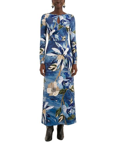 Farm Rio Farm Rio Chita Pietra Dura Long Sleeve Maxi Dress