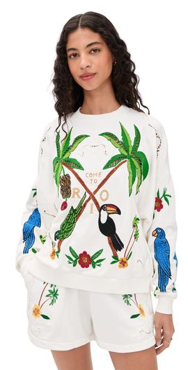 FARM Rio FARM Rio Coconut Trees Come To Rio Sweater Off-White