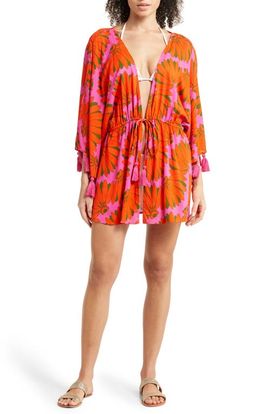 FARM Rio FARM Rio Copabanana Long Sleeve Cover-Up Dress