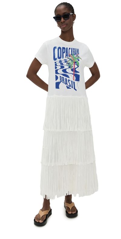 FARM Rio - Copacabana Fringes T-Shirt Dress Off White L