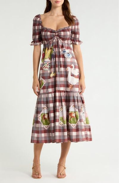 FARM Rio FARM Rio Country Trable Tartan Plaid Midi Dress