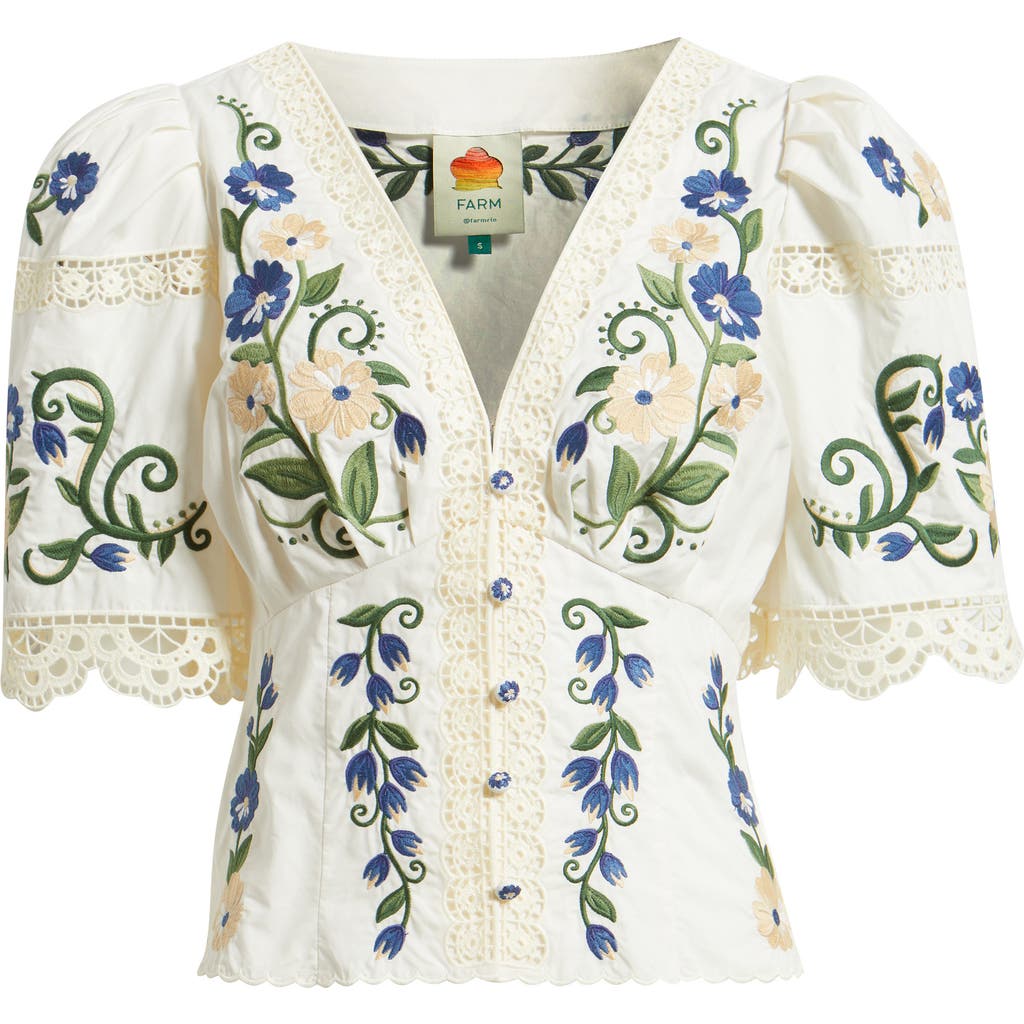 FARM Rio FARM Rio Countryside Land Embroidered Eyelet Cotton Top